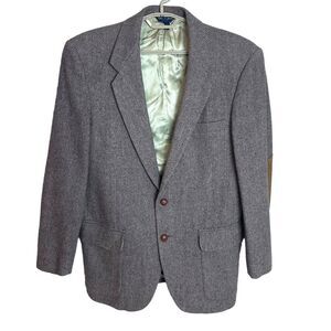 Wm F Farah Wool Tweed Blazer Mens Vintage 2 Button Elbow Patches Academia 44R